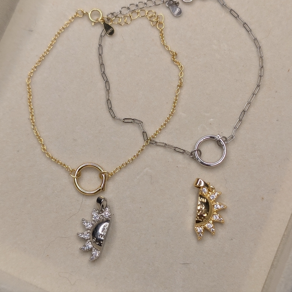 Sterling Silver Charm Bracelet Split Pendants! - image 5